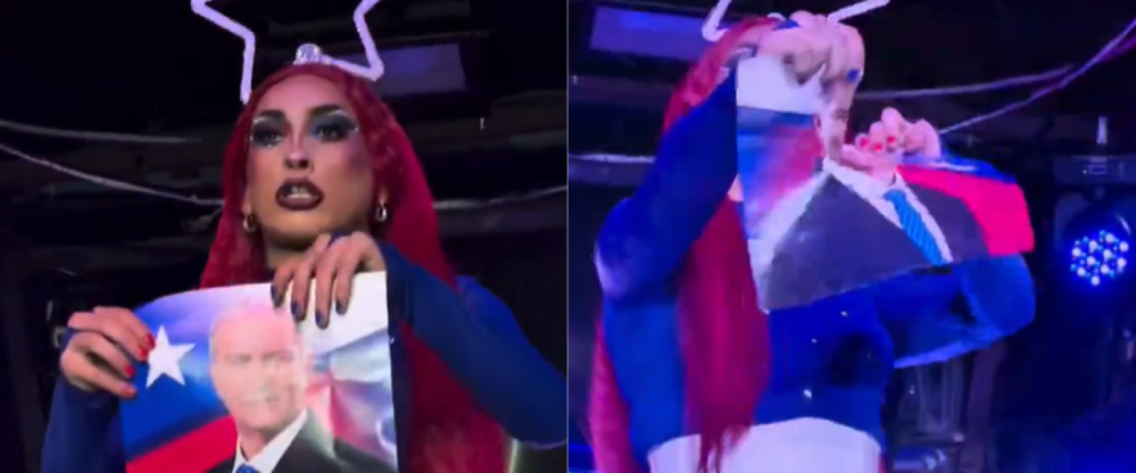 Drag queen chilena provoca polémica al destruir foto de Kast en medio de una performance